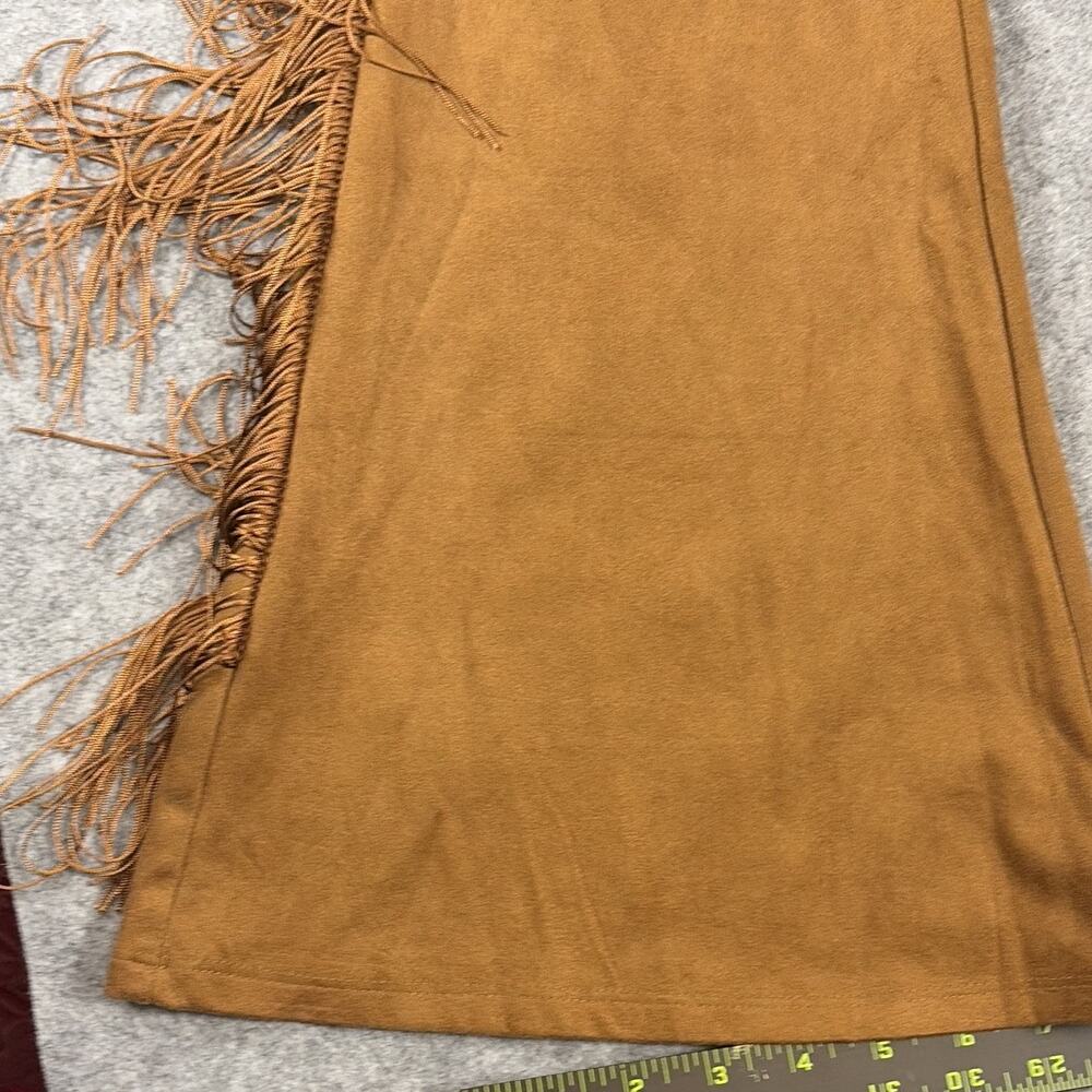Bear Dance Camel Brown Faux Suede Fringe Flared Pants Women's L cowgirl - Picture 2 of 7